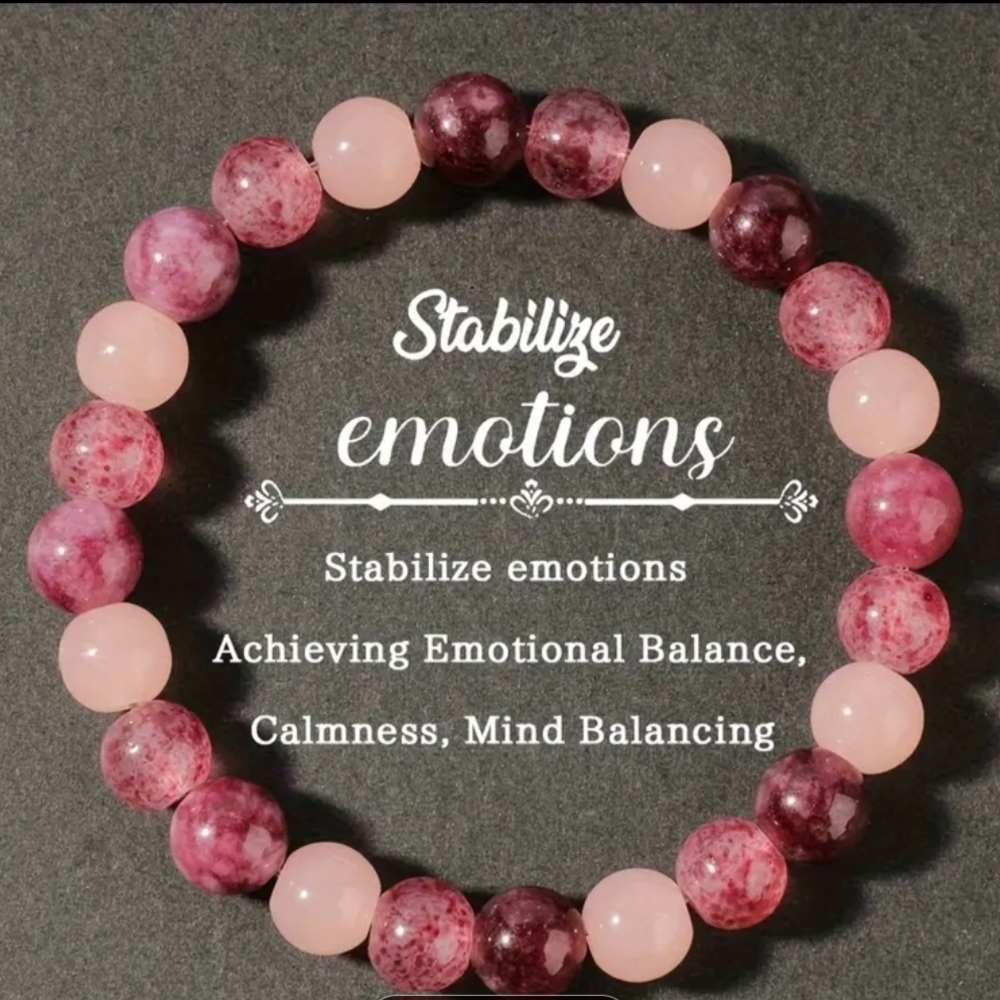 Strawberry Pink Quartz And Garnet Healing Beaded Bracelet Emotions Boho Jewelry